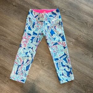 Lilly Pulitzer crop Luxletic Leggings Bay Blue Into the Deep size Small